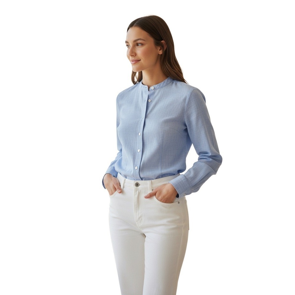 Thalian NWT 100% Linen Blue Striped Button Up Shirt 4 Small Coastal Minimal $118